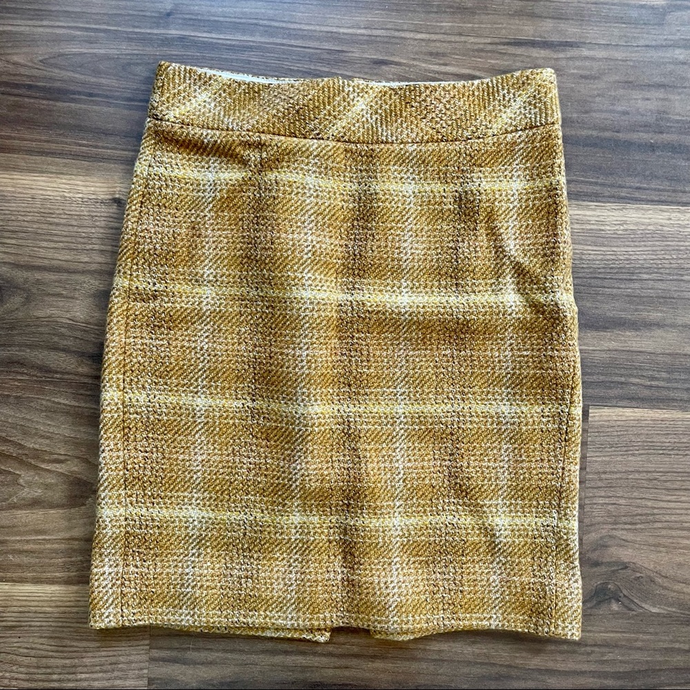 Jcrew Gold Mustard Wool Tweed Skirt Size 2